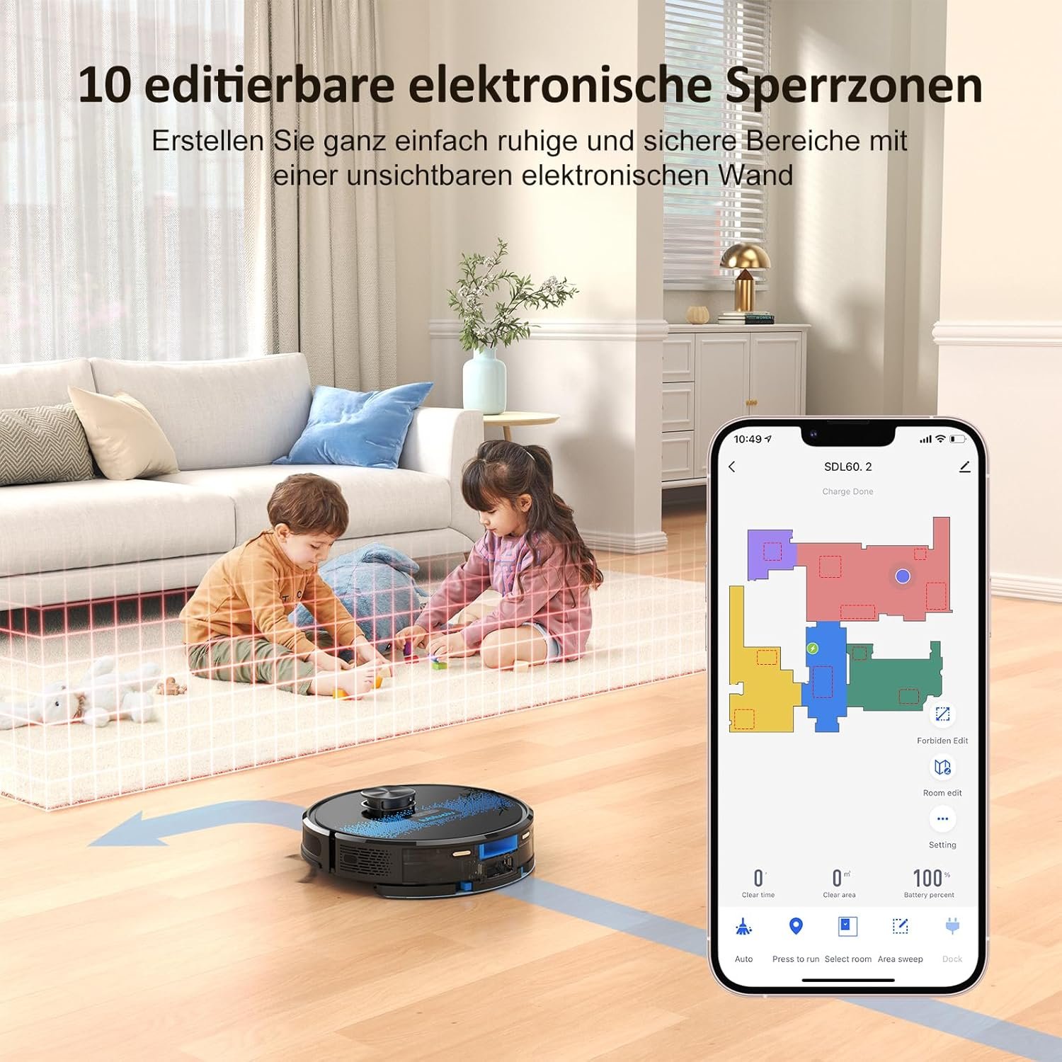 Lubluelu-Staubsaugerroboter mit Wischfunktion, 3000Pa Laser-Navigationsgerät mit 5 Karten, 55 dB, mit App-Steuerung, ideal für Tierhaare, Teppiche, Hartböden - Image 6